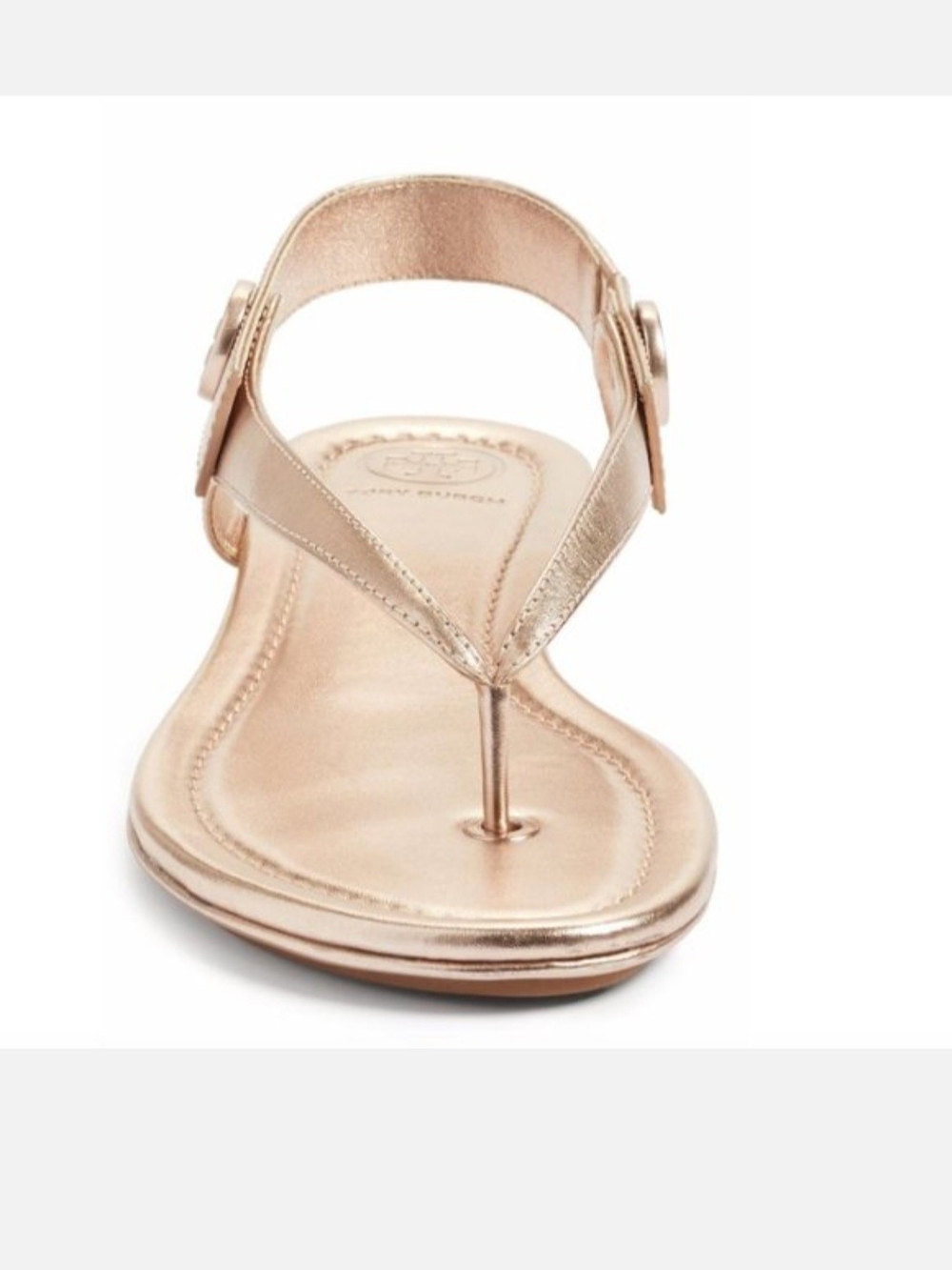 Tory Burch Rose Gold Minnie Travel Metallic Leather Sandals, Size 7 - Picture 2 of 11